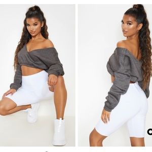 Cropped off the shoulder PLT sweater